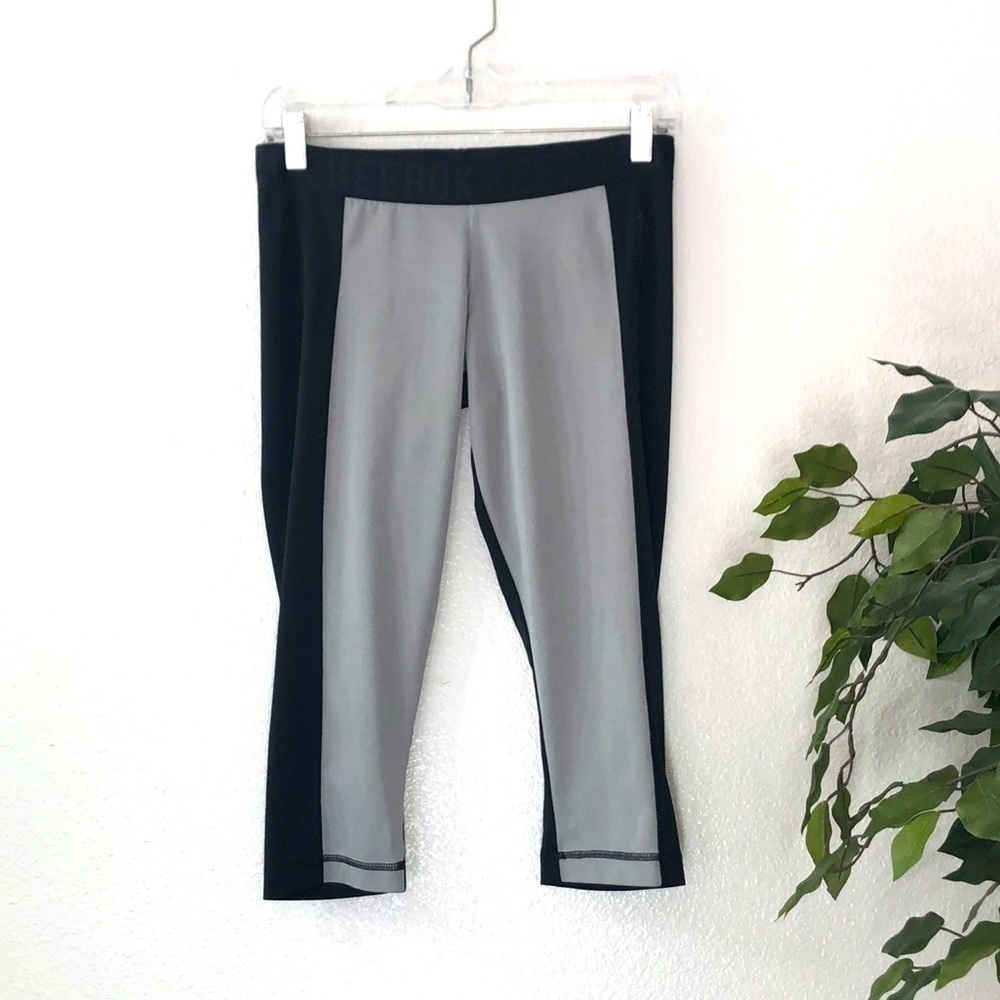 Reebok Grey and Black Cropped Workout Leggings